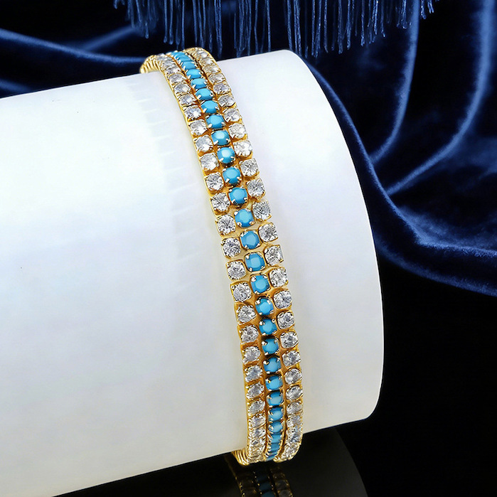Women's Jewelry 6mm Brass Triple Diamond Layers Bracelet - Image 3