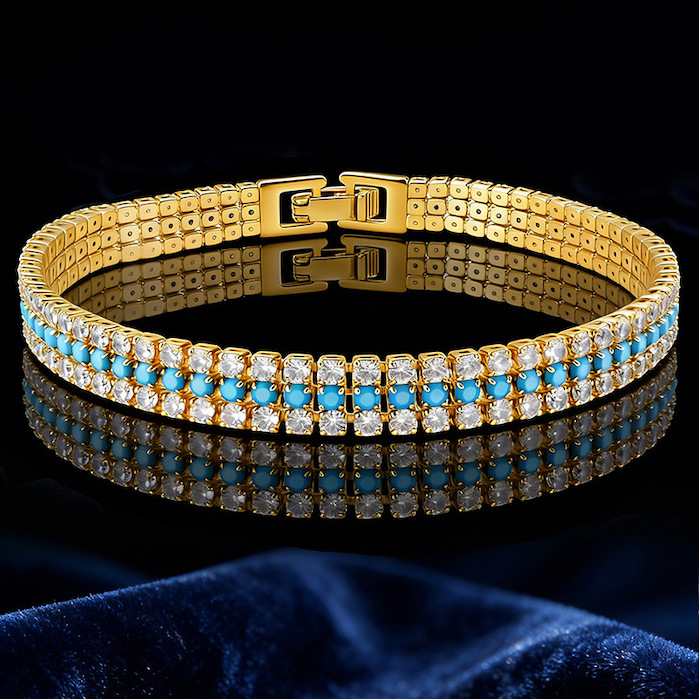 Women's Jewelry 6mm Brass Triple Diamond Layers Bracelet - Image 2