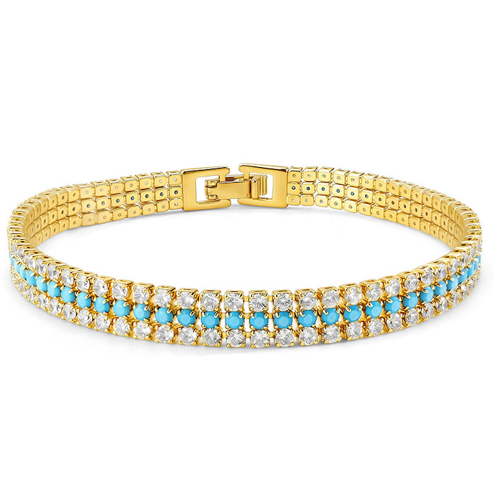 Women's Jewelry 6mm Brass Triple Diamond Layers Bracelet