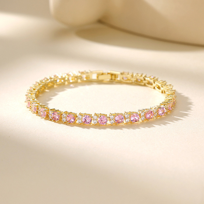 Wholesales Women's Brass 4mm Colored Zircons Bracelet - Image 4