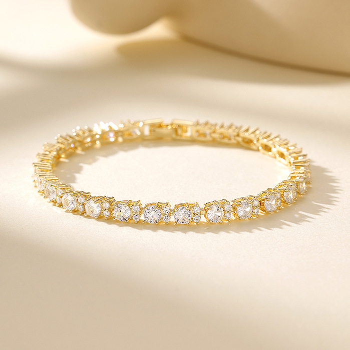 Wholesales Women's Brass 4mm Colored Zircons Bracelet - Image 3