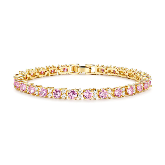 Wholesales Women's Brass 4mm Colored Zircons Bracelet