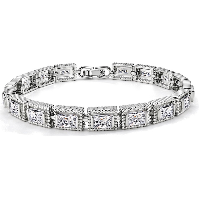 Wholesales Brass 7mm White Geometric Stones Bracelet