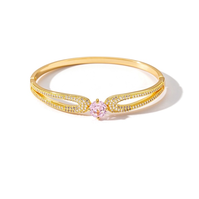 Wholesales 12.8g Hollow Brass Colored Diamond Teardrop Hinged Bangle