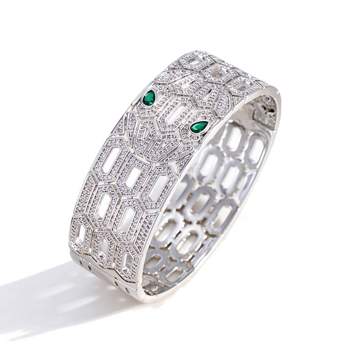 Wholesales 39.5g Hollow Brass Diamonds Geometrics Hinged Bangle