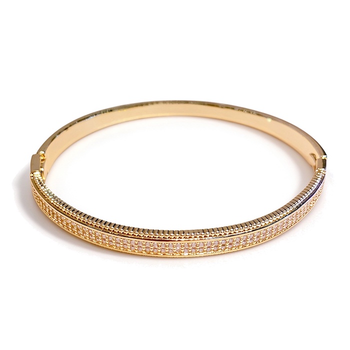 Wholesales 13.6g Brass Full-paved Diamonds Hinged Bracelet