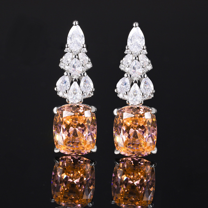 Factory Jewelry Brass Teardrop Oval Gemstone Stud Earrings - Image 2