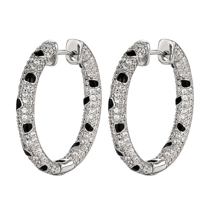 Factory Jewelry Brass White CZ Enamels Hoop Earrings