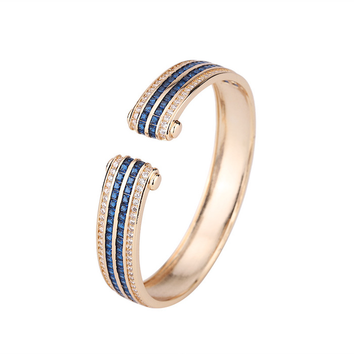 Women's Jewelry Brass CZ Stripes Cuff Bracelet
