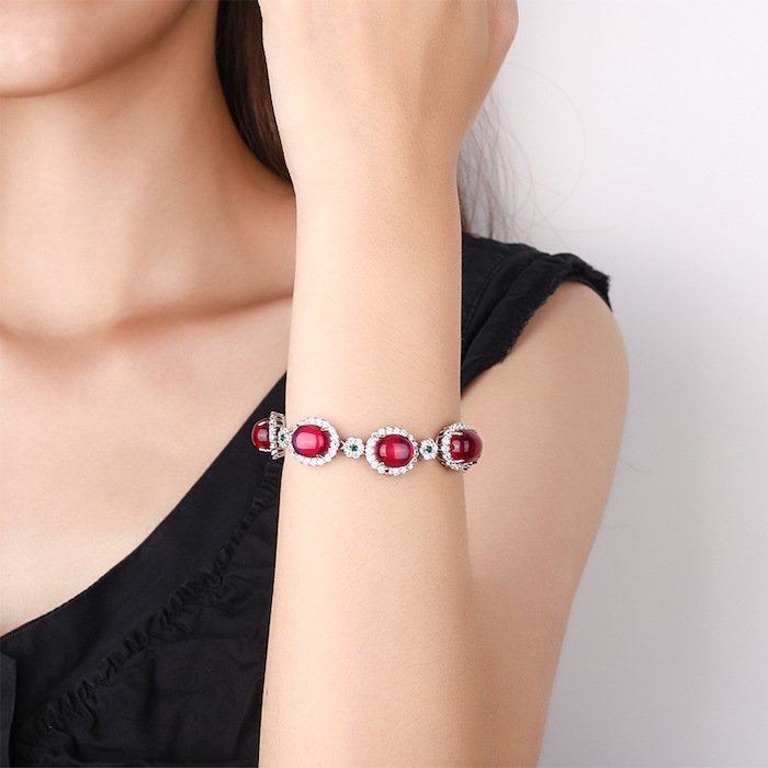 Women's Jewelry Brass CZ Ruby Gemstones Bracelet - Image 4