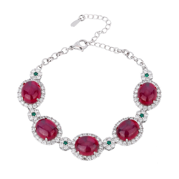 Women's Jewelry Brass CZ Ruby Gemstones Bracelet