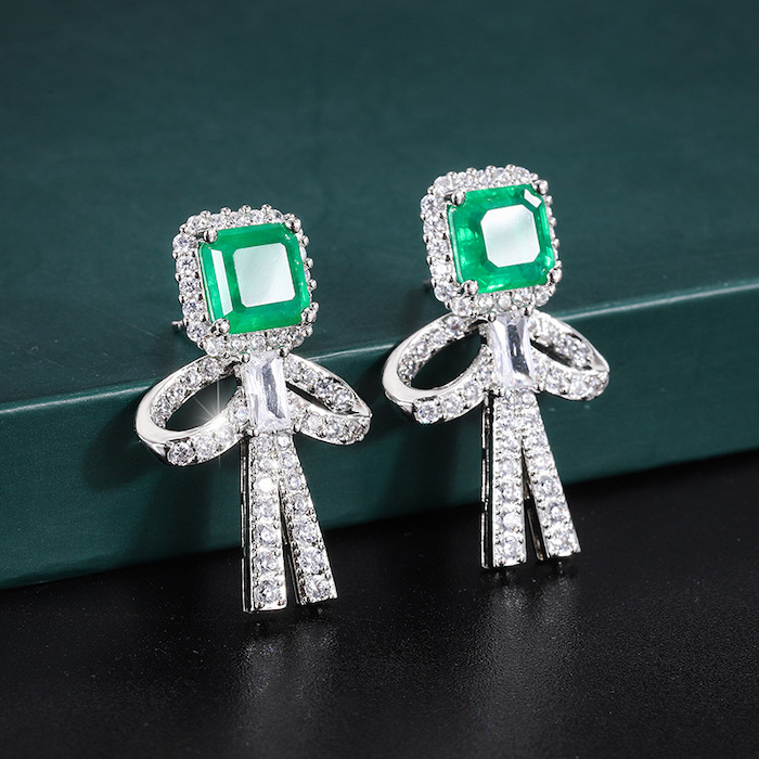 Factory Jewelry Brass Geometric Stone Knot Stud Earrings - Image 3