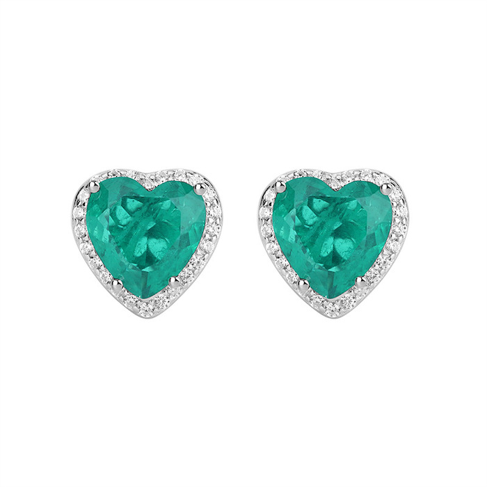Factory Jewelry Brass 12mm Gemstone Heart Stud Earrings
