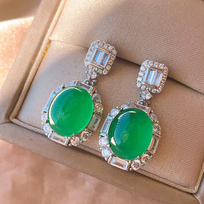 Factory Jewelry Brass Oval CZ Gemstone Stud Earrings - Image 3