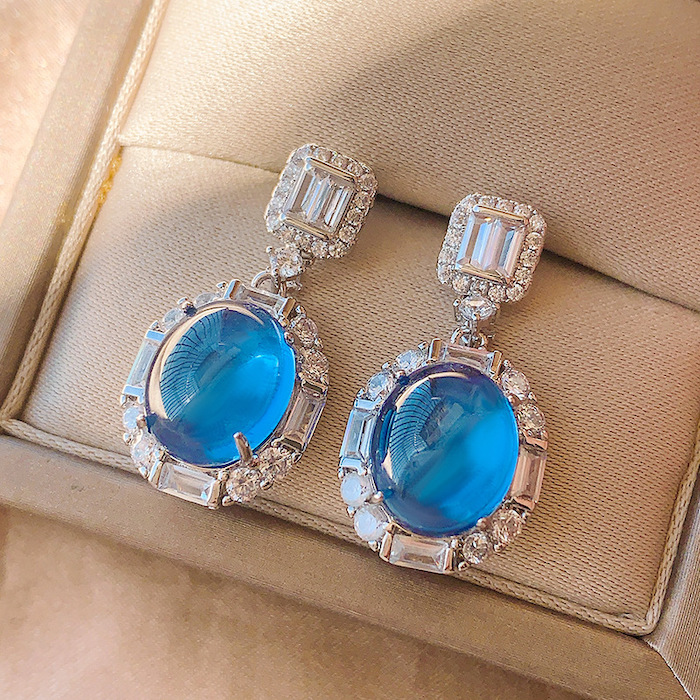 Factory Jewelry Brass Oval CZ Gemstone Stud Earrings - Image 2
